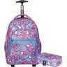 Kit Conjunto Mochila Escolar Feminina Juvenil Impermeável Unicórnio Rodinha Carrinho Rosa + Estojo 1 - 1