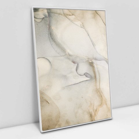 Quadro Decorativo em Canvas Abstrato Mármore Sofisticado TaColado Moldura Flutuante 4,5cm Branca 90 