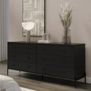 Ver imagem 2 de Cômoda com 6 Gavetas e 2 Mesas de Cabeceira Jasper - Preto Fosco
