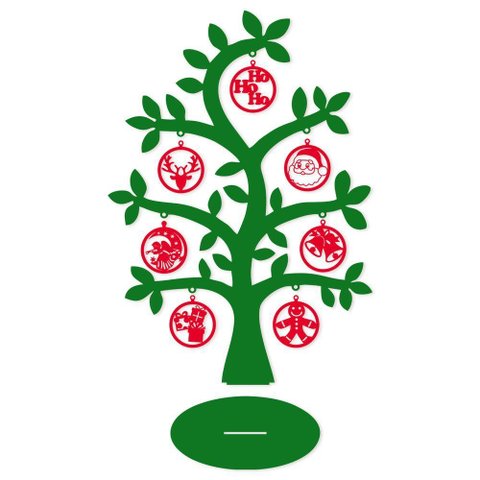Árvore Verde com Bolinhas de Natal 28cmx40cm - Cria Arte Laser Verde