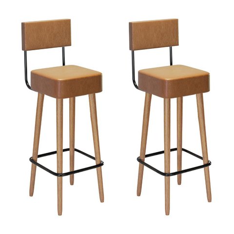 Kit 2 Banquetas Barcelona 96cm Couríssimo Amarula - Salaone