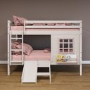 Ver imagem 1 de Beliche Infantil com Janela e Escorregador Madeira Maciça Branco/ Rosa Housin