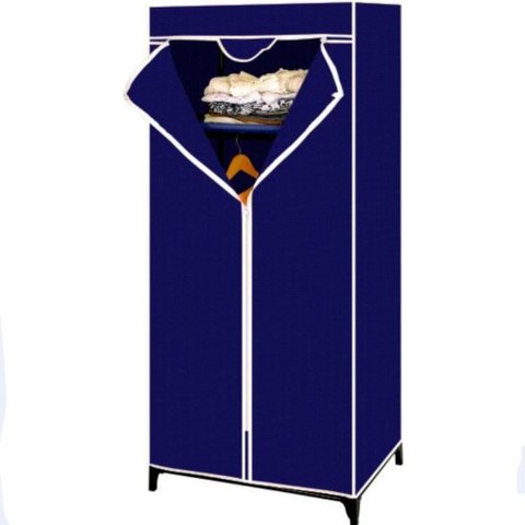Guarda Roupa Ziper Armario Organizador Cabideiro Arara Azul