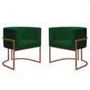 Ver imagem 1 de Kit 2 Poltronas Reforçada Decorativa Sala Nayara Base Ferro Bronze Suede Verde