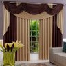 Cortina Imperial 3,00m X 2,60m Tecido Malha Gel para Varão Duplo Sala Quarto - Marrom com Avelã - 1