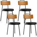 Ver imagem 1 de Kit 04 Cadeiras Decorativas Estofada Para Sala Jantar Barcelona L02 Couríssimo Whisky Preto - Lyam