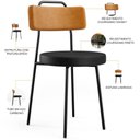 Ver imagem 4 de Kit 04 Cadeiras Decorativas Estofada Para Sala Jantar Barcelona L02 Couríssimo Whisky Preto - Lyam