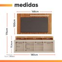 Ver imagem 4 de Rack Bancada com Painel Ripado para TV até 65 Polegadas 1,80m Panamá Buriti / Off White Caemmun