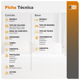 Cama Box Queen Branco + Colchão Molas Ensacadas Látex Visco Gel Kingston 158x198x68cm - 4 Cama Box Queen Branco + Colchão Molas Ensacadas Látex Visco Gel Kingston 158x198x68cm - 4