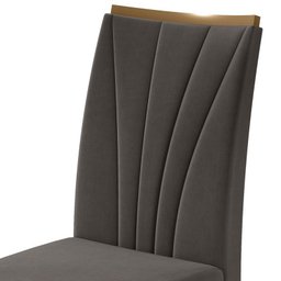 Conjunto 6 Cadeiras Apogeu Amêndoa/Veludo Marrom - Móveis Lopas - 3