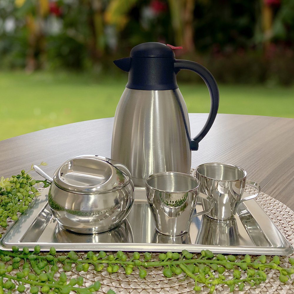 Bandeja Aço Inox Retangular Rasa Decoração Servir Café 30cm - 5