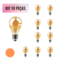 Ver imagem 2 de Kit 10 Lampadas Filamento Led A60 Bulbo 4w Vintage Retro Industrial Design E27 2200k