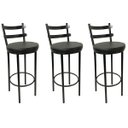 Ver imagem 1 de Kit 3 Banquetas Rafaela - Redonda Alta para Bar e Cozinha Preta com Assento Confortável Cor Preto