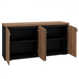 Armário para Escritório 4 Portas Nogal/preto - Artany Móveis - 3