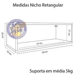 Kit 2 Nicho Retangular Azul 50x20x10p Mdf Decorativo - 2