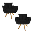 Ver imagem 1 de Combo 2 Poltrona Decorativa Base Giratória De Madeira Salão Opala Suede Preto - LM DECOR