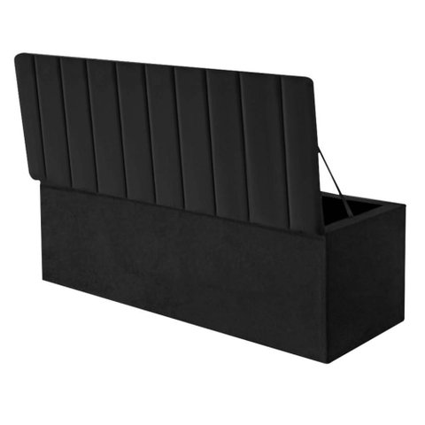 Calçadeira Baú Recamier Estofada Cama Queen 160cm Carla Suede Preto- Mabe Magazine