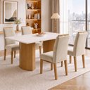 Ver imagem 1 de Conjunto de Mesa de Jantar 4 Lugares Retangular 120x80cm MDF Cinamomo Off White