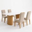 Ver imagem 2 de Conjunto de Mesa de Jantar 4 Lugares Retangular 120x80cm MDF Cinamomo Off White