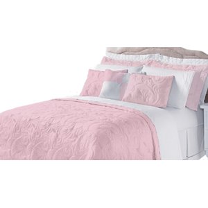 Cobre Leito Bordado Melody Casal King 5 Peças 180 Fios Rosê
