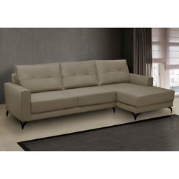 Sofá 4 Lugares com Chaise Direito 285cm Soreh F05 Veludo Castor - Mpozenato - 2