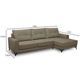Sofá 4 Lugares com Chaise Direito 285cm Soreh F05 Veludo Castor - Mpozenato - 4