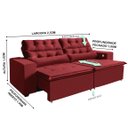 Ver imagem 4 de Sofá 4 Lugares América Vermelho Retrátil, Reclinável 2,52 Metros Tecnologia Carregamento 3 portas US
