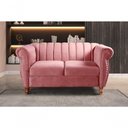 Ver imagem 2 de Sofá Realeza 2 Lugares 146cm Rosa Suede Fixo Retrô Vintage Bella Decor