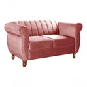 Ver imagem 3 de Sofá Realeza 2 Lugares 146cm Rosa Suede Fixo Retrô Vintage Bella Decor