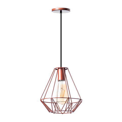 Lustre Pendente Aramado Cristal 24 Cm Decorações Cor: Cobre