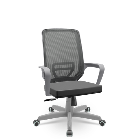 Cadeira Escritório Presidente Adrix Plaxmetal Mecanismo Relax Encosto Tela e Assento Vinil Grafite