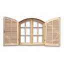 Ver imagem 1 de Janela de Madeira Veneziana Abrir/abrir Arco Eucalipto Grandis Rosa - 1,20 (a) X 1,20 (l)