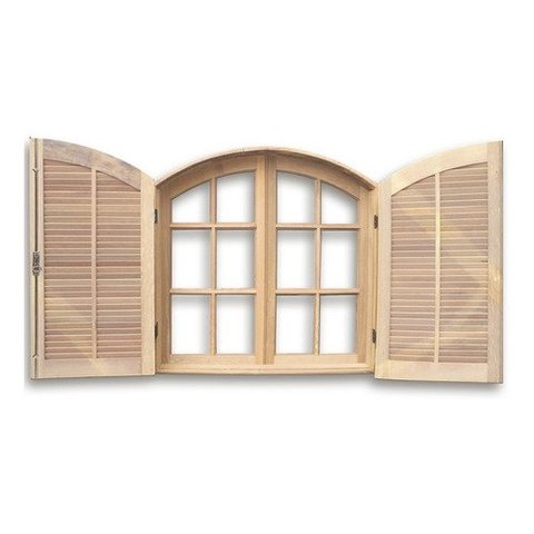 Janela de Madeira Veneziana Abrir/abrir Arco Eucalipto Grandis Rosa - 1,20 (a) X 1,20 (l)