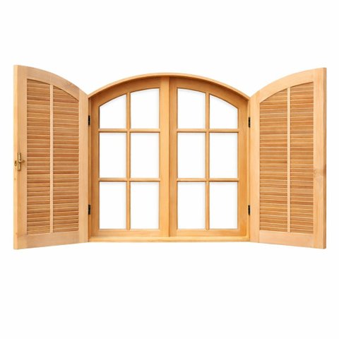 Janela de Madeira Veneziana Abrir/abrir Arco Eucalipto Grandis Rosa - 1,20 (a) X 1,20 (l)