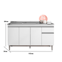 Ver imagem 2 de Balcão Gabinete Multiuso para Pia Tatiane S/tampo 150cm 4 Portas 1 Gaveta Branco Ajl Móveis