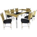 Ver imagem 1 de Jogo 8 Cadeiras JK e Mesa Retangular em Alumínio para Área, Cozinha e Edícula - Preto