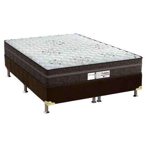 Cama Box Queen: Colchão Molas MasterPocket Ensacadas Probel Evolution + Base CRC Suede Marrom(