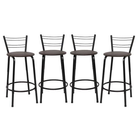 Kit 4 Banquetas para Bancada Flórida Preta 60cm Cozinha Gourmet Balcão Ilha Piscina Área de Lazer