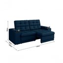 Ver imagem 4 de Sofá Confort Premium 1,70m Assento Retrátil-reclinável Porta Copos e Usb Suede Azul - Xflex Sofas
