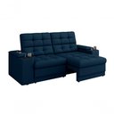 Ver imagem 3 de Sofá Confort Premium 1,70m Assento Retrátil-reclinável Porta Copos e Usb Suede Azul - Xflex Sofas