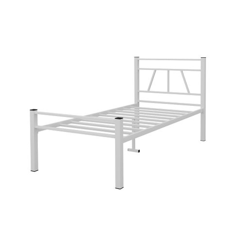 Cama Solteiro de Ferro Reforçada Estrutura Metálica Resistente para Quarto e Dormitório - Branco