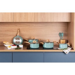 Jogo de Panelas Brinox Antiaderente Ceramic Life 5 Peças Botanika com Indução Verde - 2
