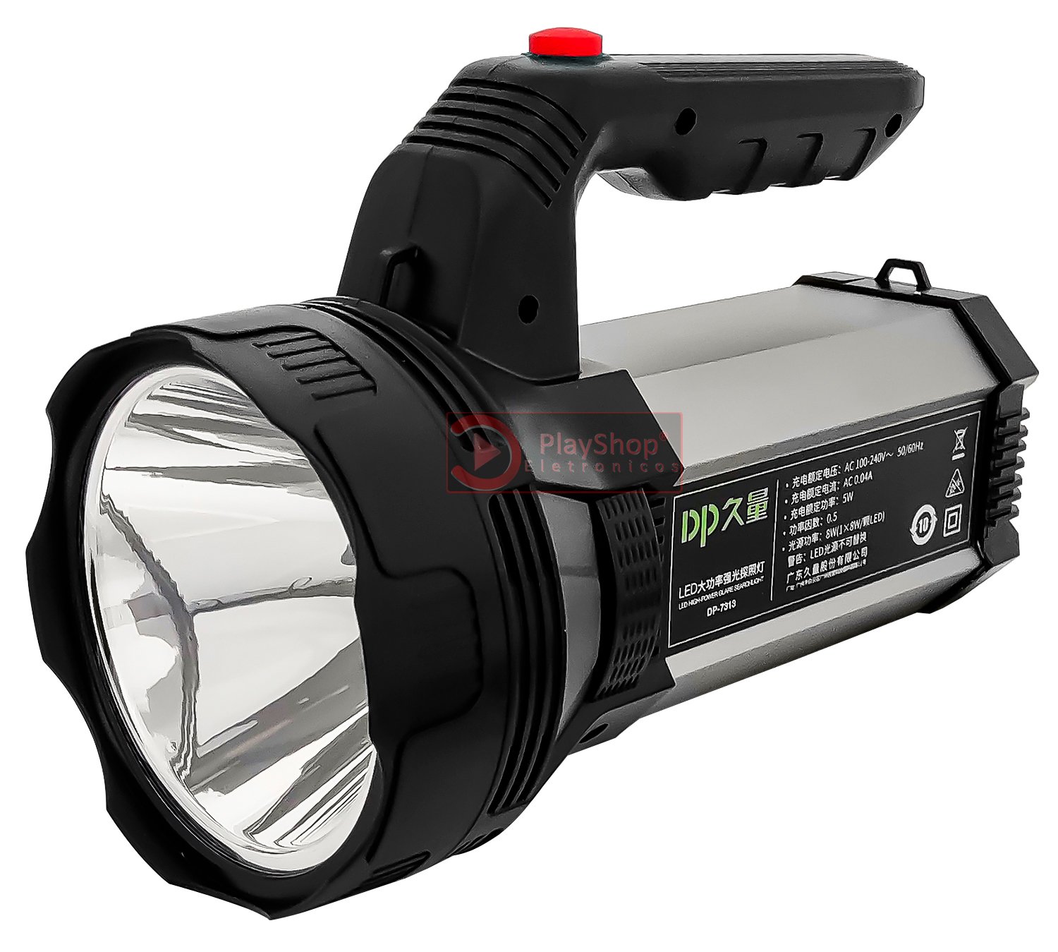 Lanterna tática Farolete Holofote Farol de mão Recarregável Super LED 8W Mais Forte Sitio Chácara - 2