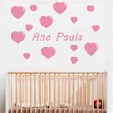 Ver imagem 1 de Adesivo de Parede Cartelas Corações com nome 2 - P 50x22cm