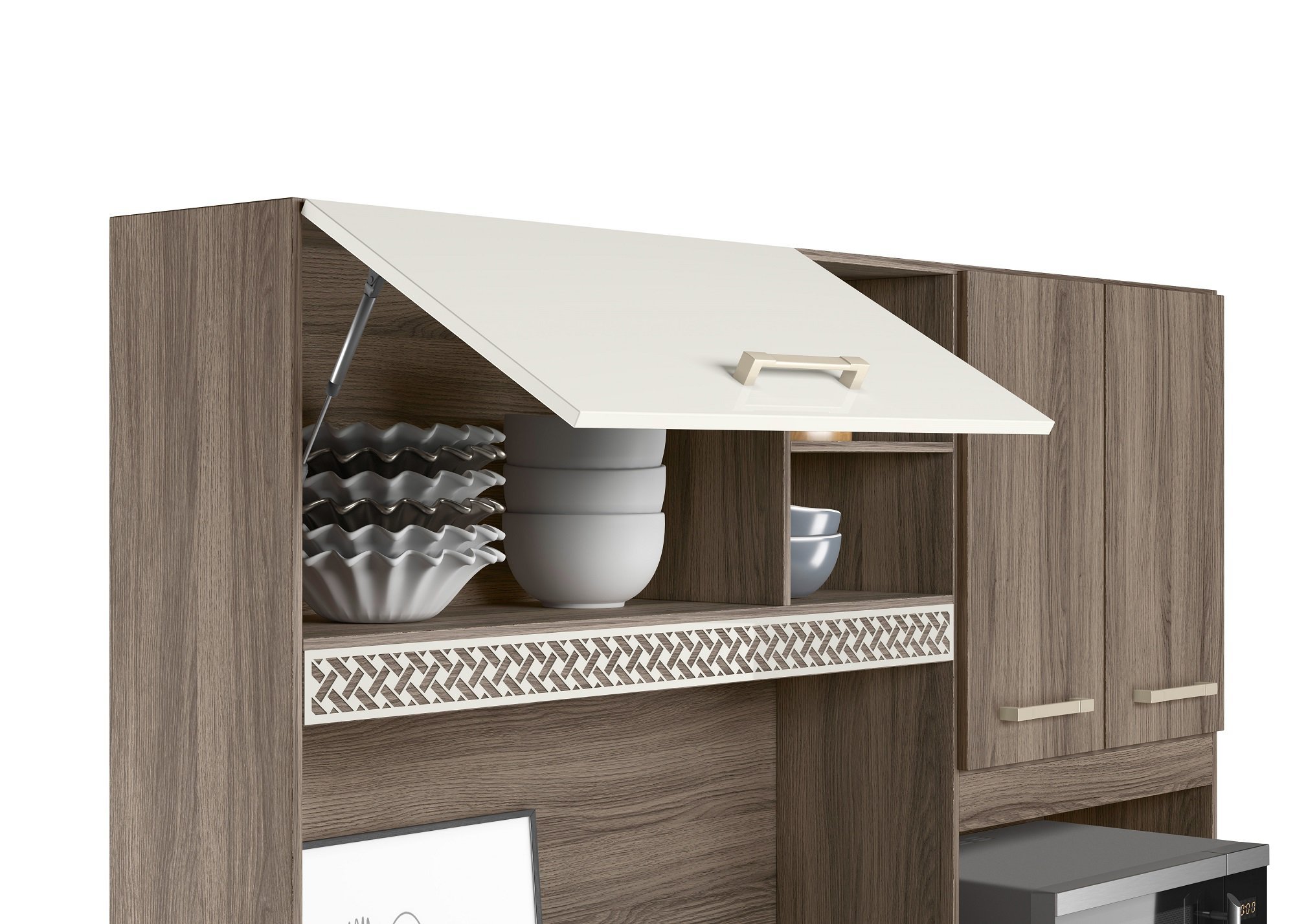 Kit Cozinha Yara 160 7 Portas Carvalho Nature/Off White Cristal