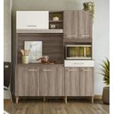 Ver imagem 1 de Kit Cozinha Yara 160 7 Portas Carvalho Nature/Off White Cristal - Nicioli