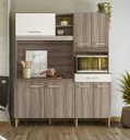 Ver imagem 1 de Kit Cozinha Yara 160 7 Portas Carvalho Nature/Off White Cristal - Nicioli