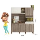 Ver imagem 3 de Kit Cozinha Yara 160 7 Portas Carvalho Nature/Off White Cristal - Nicioli
