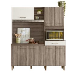 Kit Cozinha Yara 160 7 Portas Carvalho Nature/Off White Cristal - Nicioli - 2