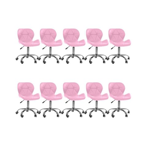 Cadeira Office Eiffel Slim Oficial Giratória - Rosa - 10